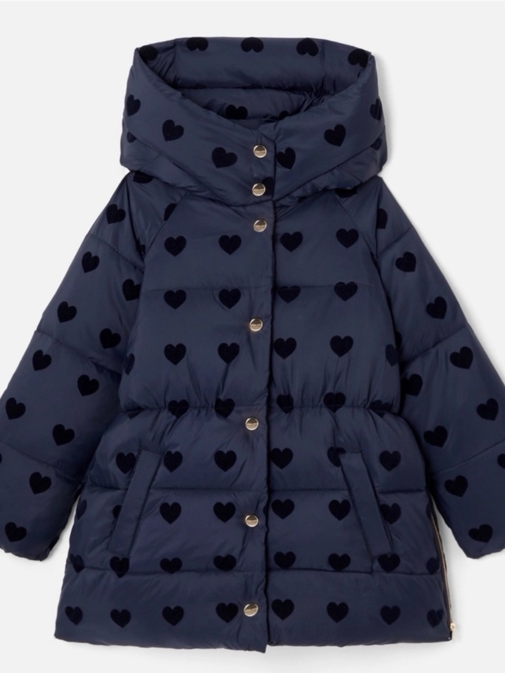 💙EUC Girls' Jacadi Heart-Print Puffer in Marine💙